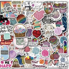 Set De 50 Stickers Tejidos Lana Invierno Crochet Pegatina